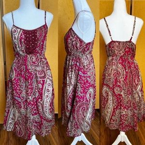 Unsized (seller wears Small) wine multicolored dress w/ sequin embellishment